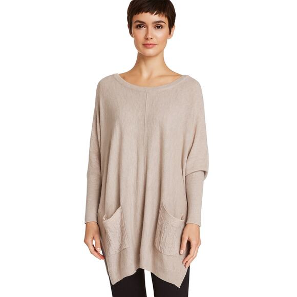 Escio Heather Mocha Oversized Tunic Blouse Women’s Size S/M Long Sleeve NWT - Picture 1 of 13